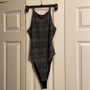 Black and Gray Sparkle Body Suit